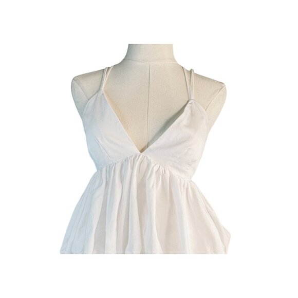 Cinq À Sept XS White Cotton Blend Bubble Hem Sleeveless Top - Picture 4 of 10